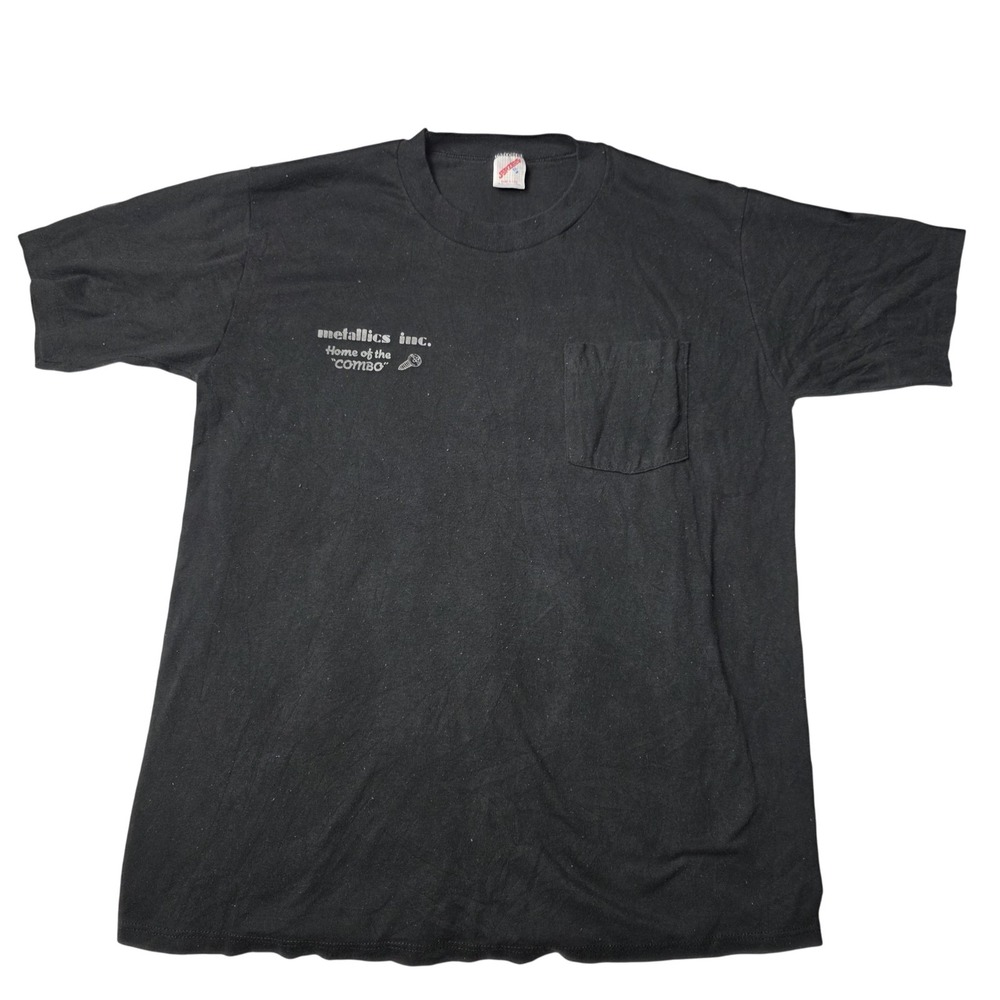 Vintage Metallics Inc Shirt Mens XL Black Pocket Home Of The Combo Screw 90s USA